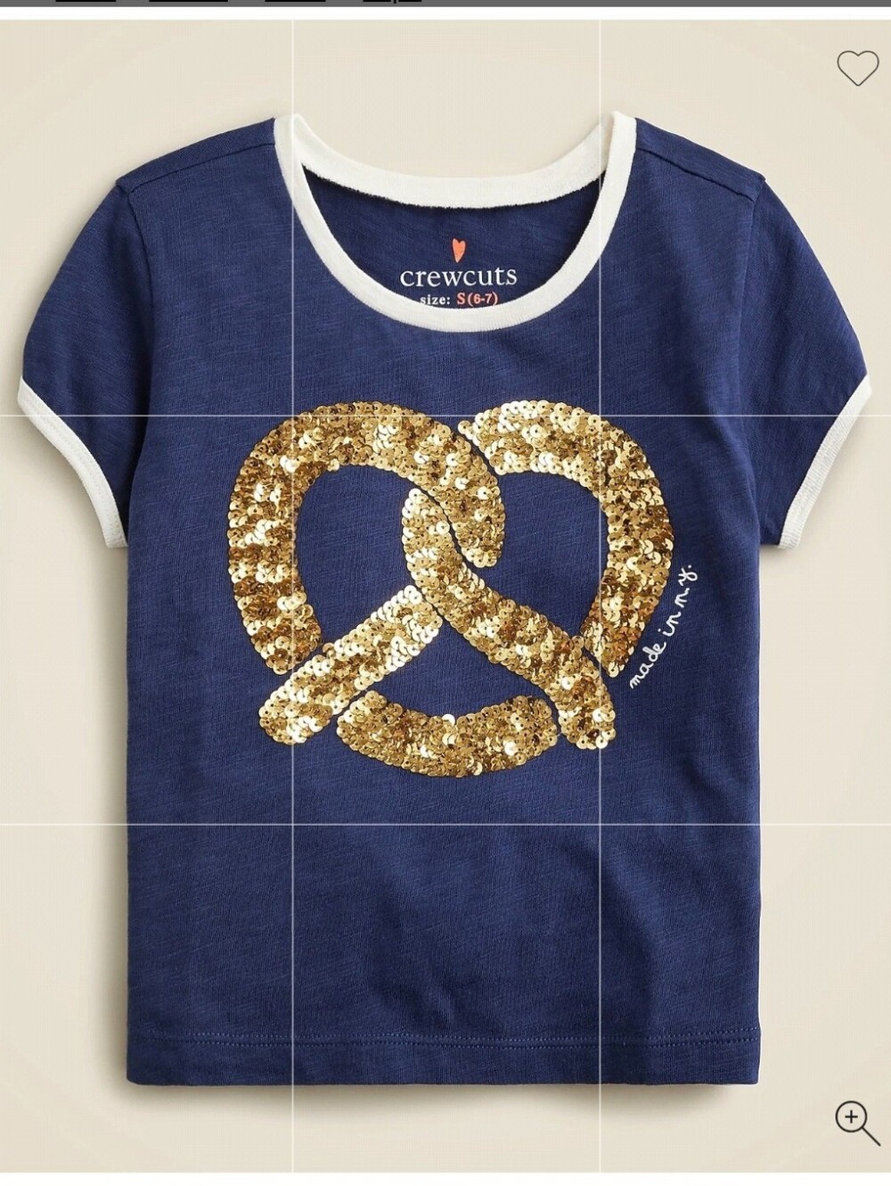 J.Crew Crewcuts Girls' shrunken glitter pretzel graphic T-shirt BNWT SO